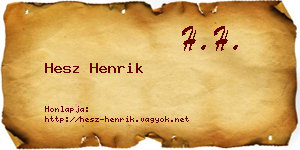 Hesz Henrik névjegykártya